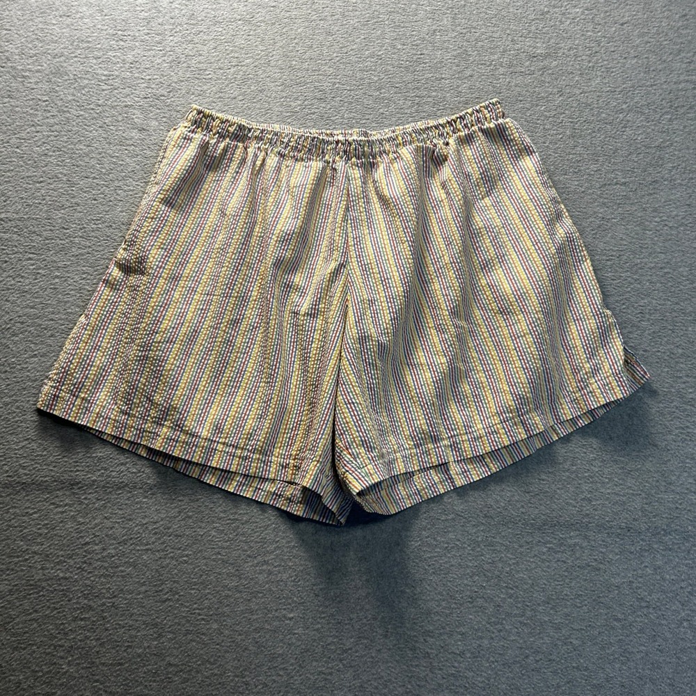 Handmade Lounge Shorts Cottagecore Retro Striped Womens M/L Elastic Waist Boho